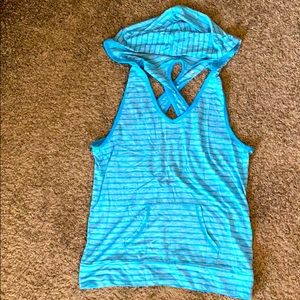 Open back hooded active workout tank